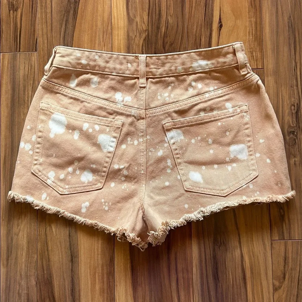 Pacsun Light Orange Bleach Splatter High Rise Festival Jean Shorts